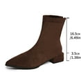 thumbnail image 4 of Mgmyaa Women's Ankle Boots Pointed Toe Low Block Heel Leather Booties with Side Zipper, 4 of 9