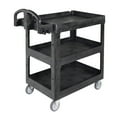 thumbnail image 2 of Rubbermaid Commercial 2196862 BRUTE 25.24 in. x 44 in. x 47 in. 3 Shelves 600 lb Capacity Resin 3-Shelf Heavy-Duty Ergo Lipped Utility Cart - Black, 2 of 3