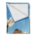 thumbnail image 2 of Farm Animal Soft Flannel Fleece Throw Blanket, Close up Photo of Cows at Meadow in a with Open Sky, Cozy Plush for Indoor and Outdoor Use, 60" x 80", Apple Green Tan, by Ambesonne, 2 of 5