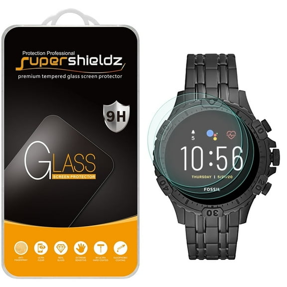 [3-Pack] Supershieldz for Fossil Gen 5 Smartwatch Garrett HR Tempered Glass Screen Protector, Anti-Scratch, Anti-Fingerprint, Bubble Free
