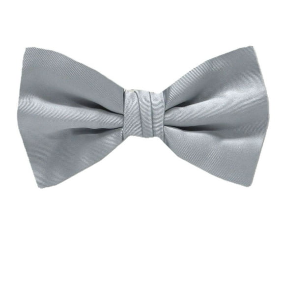 Buy Your Ties - PBT-ADF-12 - Men's Pre-tied Formal Tuxedo Solid Color Satin Bow Tie Silver