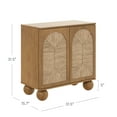 thumbnail image 4 of Nathan James Leah Boho Entryway Storage Cabinet or Sideboard Cabinet for Kitchen or Living Room with Ball-Style Feet, Natural Seagrass Door Fronts and Solid Wood Legs, Light Brown, 4 of 6