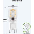 thumbnail image 4 of Bombilla LED G9, 2 W, G9, luz blanca cálida, 3000 K, bombilla LED, bombilla halógena equivalente a 25 W, 230 V CA, 200 lm, haces de luz anchos de 360°, base G9, paquete de 10 RUIOIU, 4 of 5