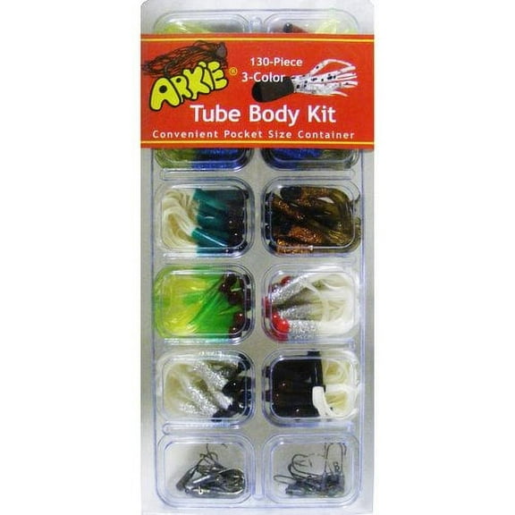 Arkie Lures Tube and Jig Head Body Kit, Multicolor 130 Piece