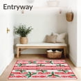 thumbnail image 3 of ODIKA 2'x3' Machine Washable Non-Slip Area Rug, Whimsical Cane Stripe With Playful Holly And Berry Sprigs High Traffic Rug, Red, 625731, 3 of 5