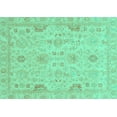 thumbnail image 1 of Ahgly Company Machine Washable Indoor Rectangle Oriental Turquoise Blue Traditional Area Rugs, 7' x 10', 1 of 4