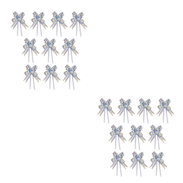 sweethay 10 piezas Bow Pull Decor Home Multi-colores Embalaje festivo Ligero Impreso Hand-Pulled Flower Event Gold Light Blue Dorado Azul Claro 2Conjunto