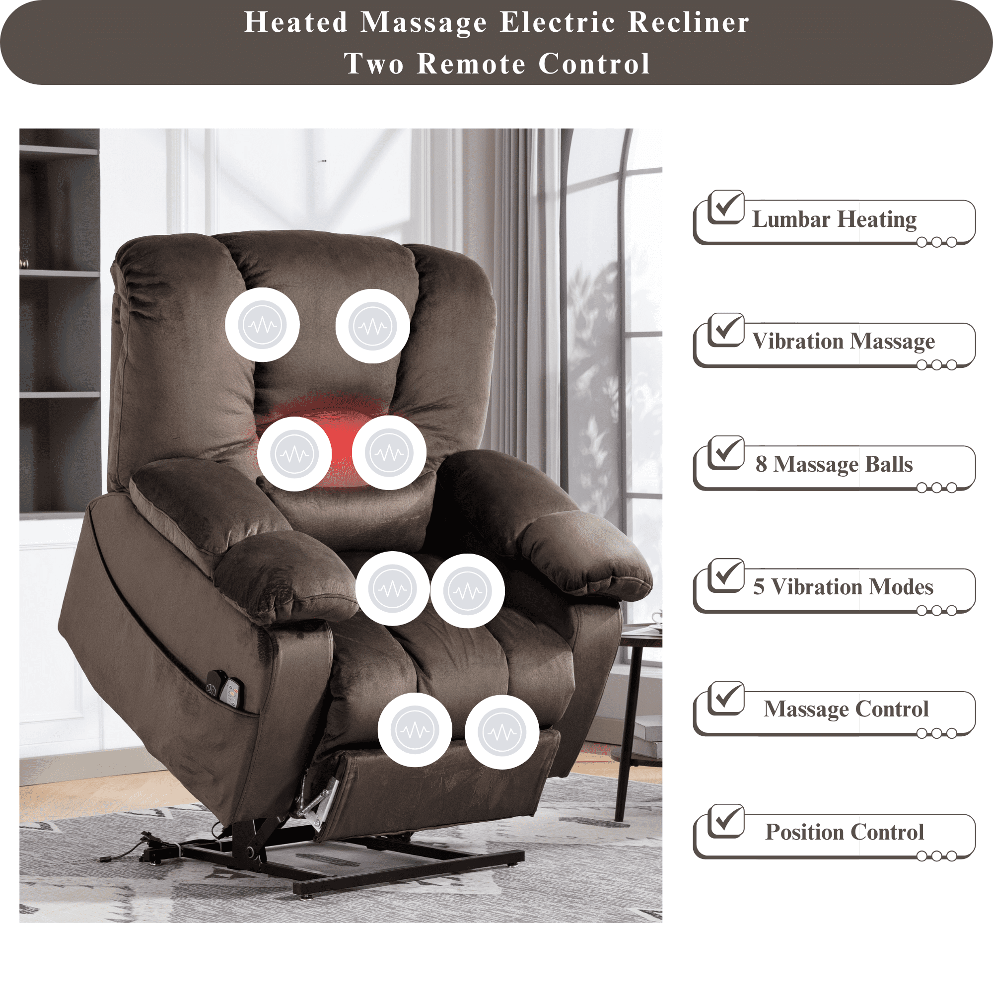 Big Man 500 lbs Power Lift Recliner for Big & Tall Elderly Adults 28 Inch Wide Seat, Lay Flat Lift Recliner Chair with Extended Footrest, Heat Massage, USB Type-C, Flip Arm Storage & Cup Holders