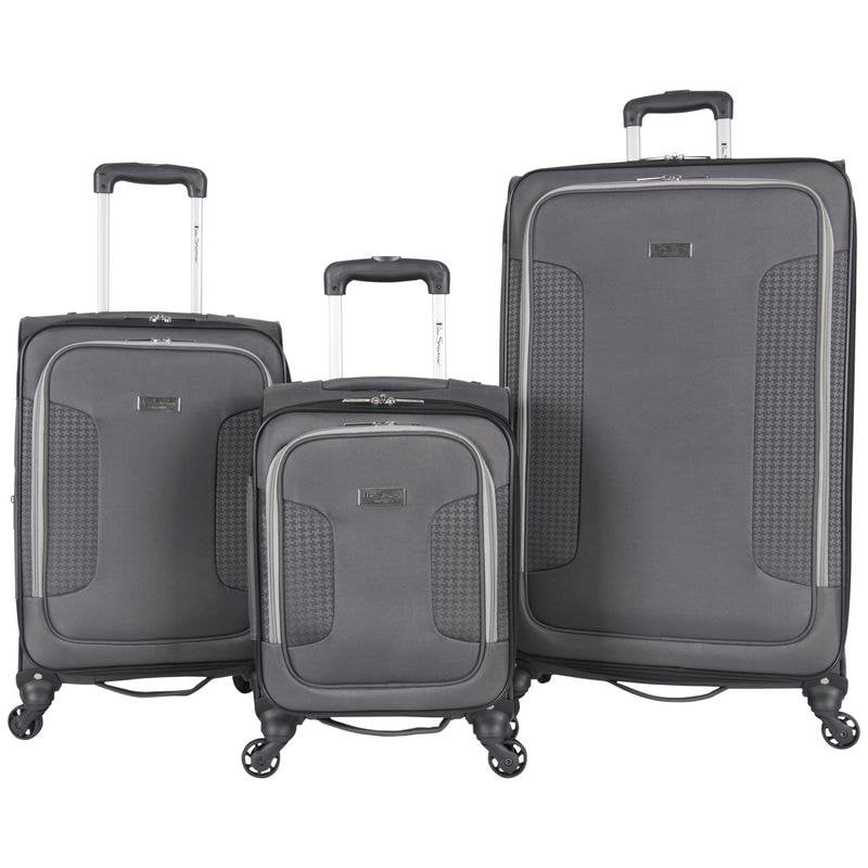 houndstooth luggage set black and white