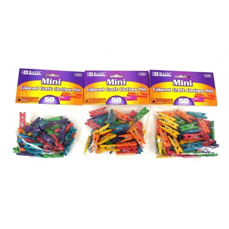 Wood Clothing - Bazic Art Craft Mini Colored Wood Clothespins 150 PC Clothes Pins