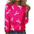 thumbnail image 2 of cllios Chandail en Molleton de Sensibilisation au Cancer du Sein Col Rond pour Femmes Manches Longues Imprimé Ruban Rose Drôle T-Shirts Graphiques Décontractés Col Rond, 2 of 4