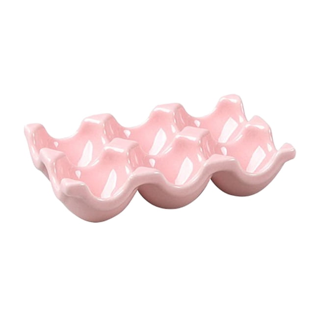 Ceramic Egg Box Egg Tray Holder Non Slip Egg Storage Organizer for Fridge Refrigerator Kitchen Worktop Countertop Decorative Accessories Holds 6 Chicken Eggs