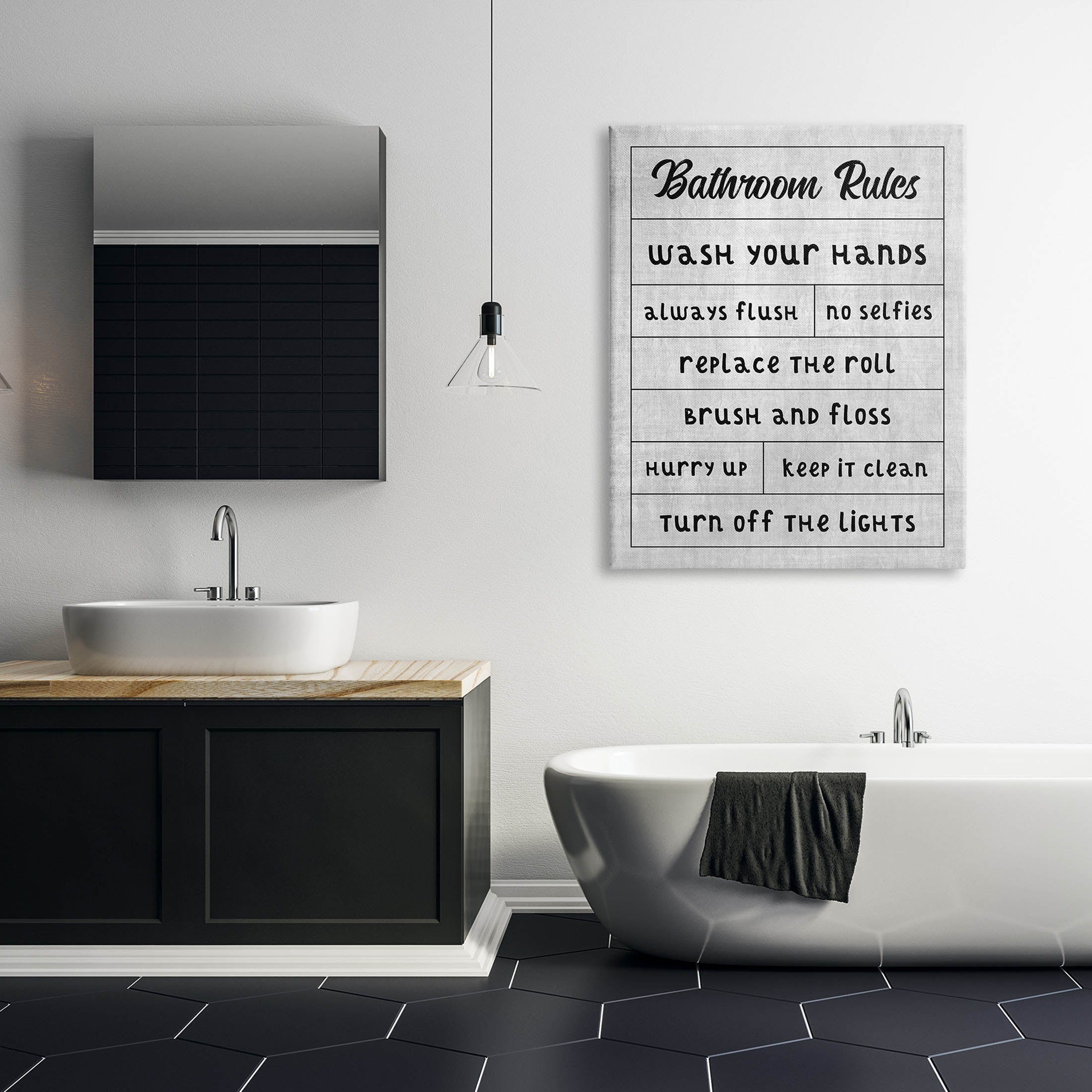 Stupell Industries Bathroom Rules Checklist Graphic Art Gallery Wrapped Canvas Print Wall Art, Design by CAD Designs