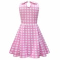 thumbnail image 6 of HAWEE Princess Pink Dress for Girls Pink Costume Plaid Sleeveless Sundress With Accessories Halloween Birthday Party, 6 of 6
