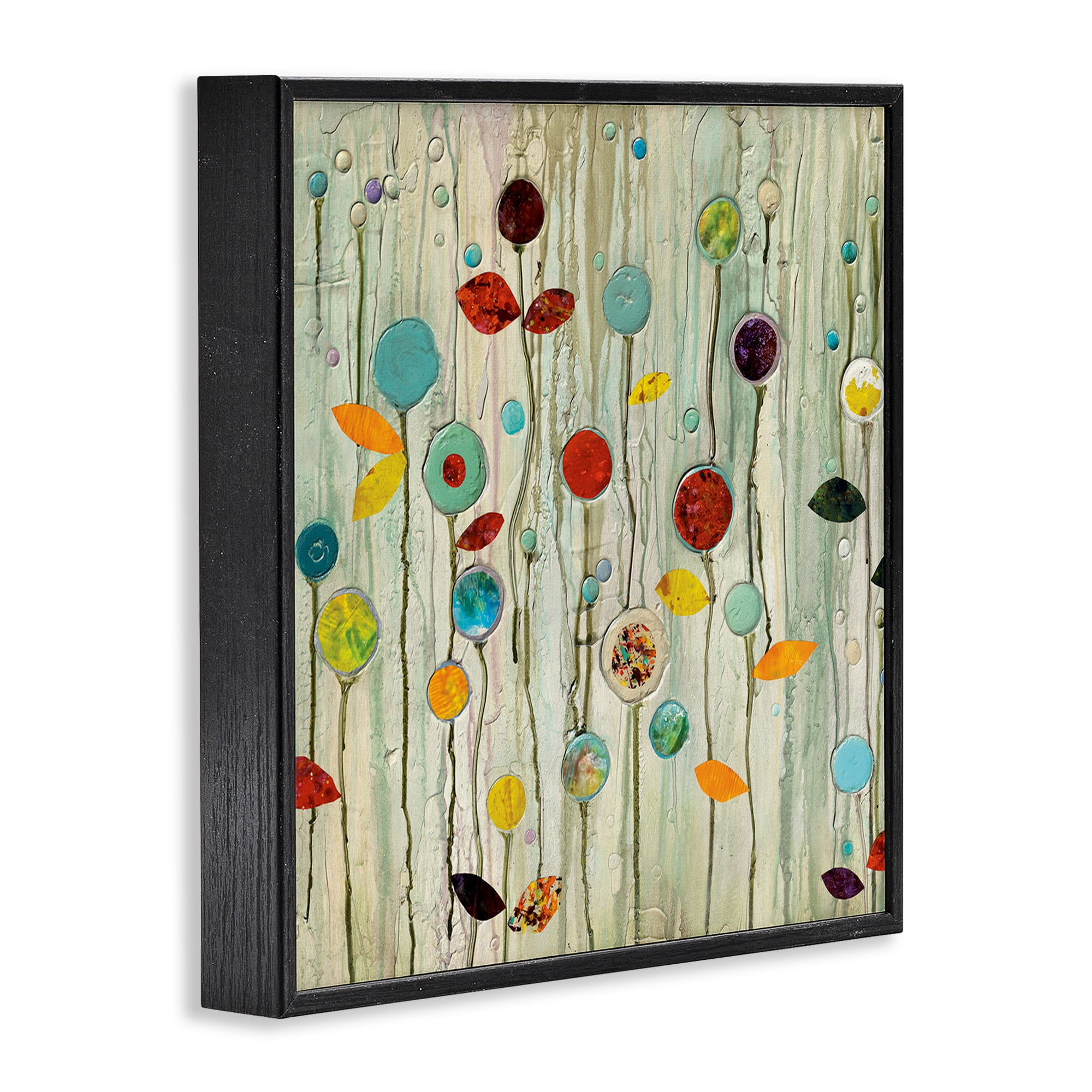 Stupell Industries Abstract Whimsical Floral Scene Botanical & Floral Painting Black Framed Art Print Wall Art, 24 x 24