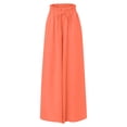 thumbnail image 4 of Oiangi Women's Flowy Palazzo Pants with Pockets Ruffled Elastic Waist Wide Leg Pant Casual Trendy Holiday Trousers for Fall Orange XL, 4 of 7