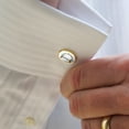 thumbnail image 2 of Letter D Floral Monogram Initial Round Cufflink Set Gold Color, 2 of 6