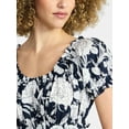 thumbnail image 3 of Time and Tru Women's Smocked Cotton Peasant Dress with Short Sleeves, Sizes XS-XXXL, 3 of 5
