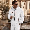 thumbnail image 5 of Men's Full Zip Hoodie Long Sleeve Casual Sweatshirt with Chest Pocket Drawstring Soft Fall Zip Up Hoodie, 5 of 6