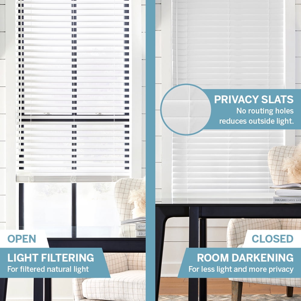 LEVOLOR BASICS 2" Cordless Faux Wood Blinds, White, 32" Width x 64" Length