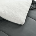 thumbnail image 3 of INGALIK King Sherpa Comforter Set, Soft Quilted Down Alternative Comforter Reversible Duvet with 2 Pillowcases, Plush Warm Fall Winter 3 Piece Bedding Sets, Dark Grey, 3 of 14
