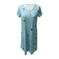 thumbnail image 3 of WTXUE Nightgowns & Sleepshirts for Women, Crew Neck Nighties for Women Cotton Nightdress Sleep Tee Print Nightshirt Soft Sleepwear Short Sleeve (Mint Green, S), 3 of 7