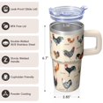 thumbnail image 3 of 20oz Whimsical Chicken Tumbler with Handle Insulated Travel Mug Elegant Birthday Christmas Gift for Chicken Fans Women Men Cup Holder Friendly Durable Build Hot Chocolate Cold Soda Daily Use, 3 of 6