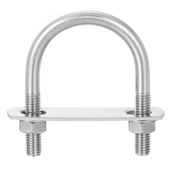 Round U-Bolts, 8 Sets 38mm(1.5") Inner Width 65mm Length M8 304 Stainless Steel U Clamp Bolt with Nuts and Plates