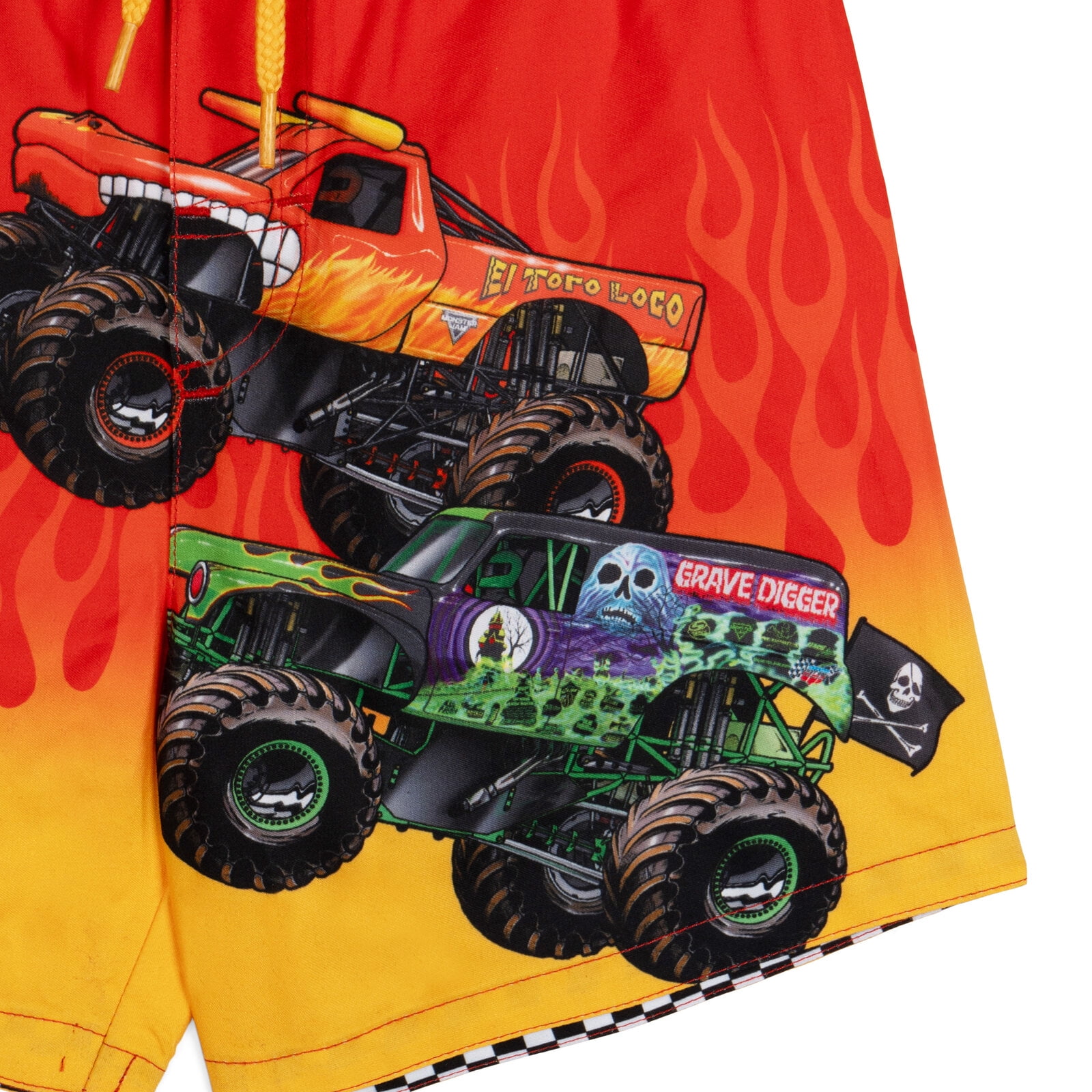 Monster Jam Toddler Boys' Swimwear Swim Trunks Grave Digger Flame