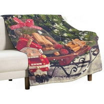 Christmas Soldier Nutcracker Tree Blanket Fleece Cozy Warm Merry Xmas Lightweight Throw Blanket for Couch Sofa Bed for Adults Kids Boys Teens Gift 50"x60"