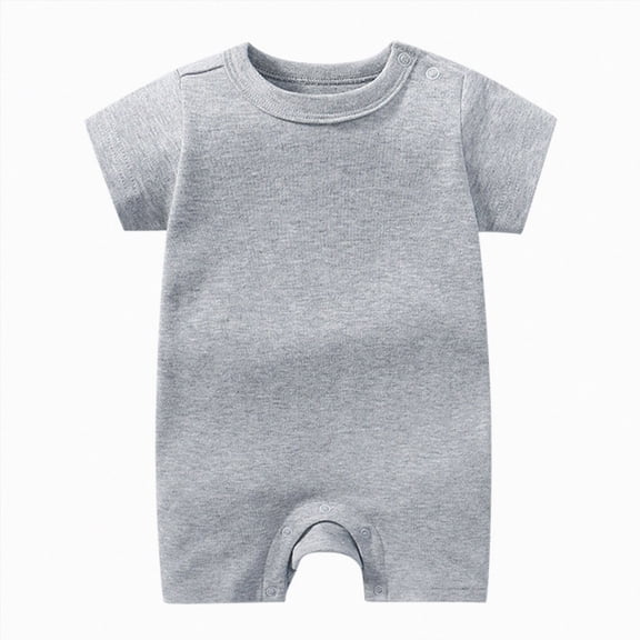 WUANDIXFA Newborn Baby Girl Clothes 3 6 9 12 18 24 Months Summer Cute Cotton Short Sleeve Romper, Baby Outfits Baby Girl Summer Outfit Summer Baby Girl Clothes,Grey,0-3 Months