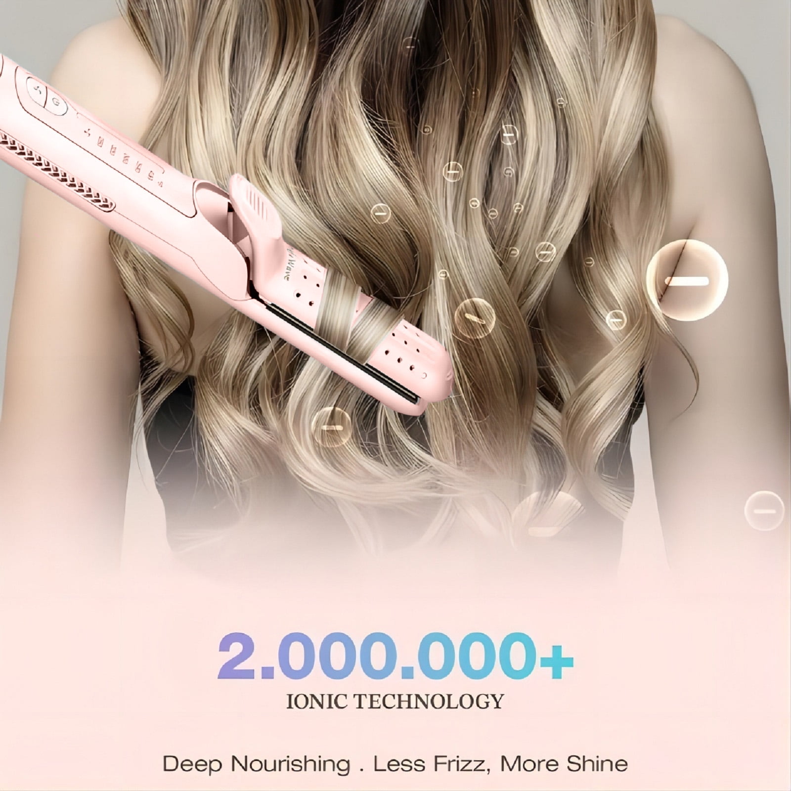 Flat Iron, Jungle Wave 2 in 1 Hair Straightener and Curling Iron, Ionic Ceramic Airflow Styler with 360° Cool Air, 1 inch, Pink