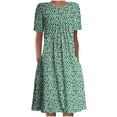 thumbnail image 2 of Robes Maxi pour Femmes Été Imprimé Bohème Manches Courtes Robe de Plage Longueur Genou Robe Manches Courtes en Solde, 2 of 5