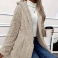 thumbnail image 4 of Tiweut Leisure Jackets for Womens Solid Color Long Sleeve Hooded Button Cardigan Cozy Coat Blouses Beige,L, 4 of 8