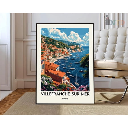 Villefranche-sur-Mer French Riviera Travel Print Wall Art Decor, Unframed Paper Poster 8x10in