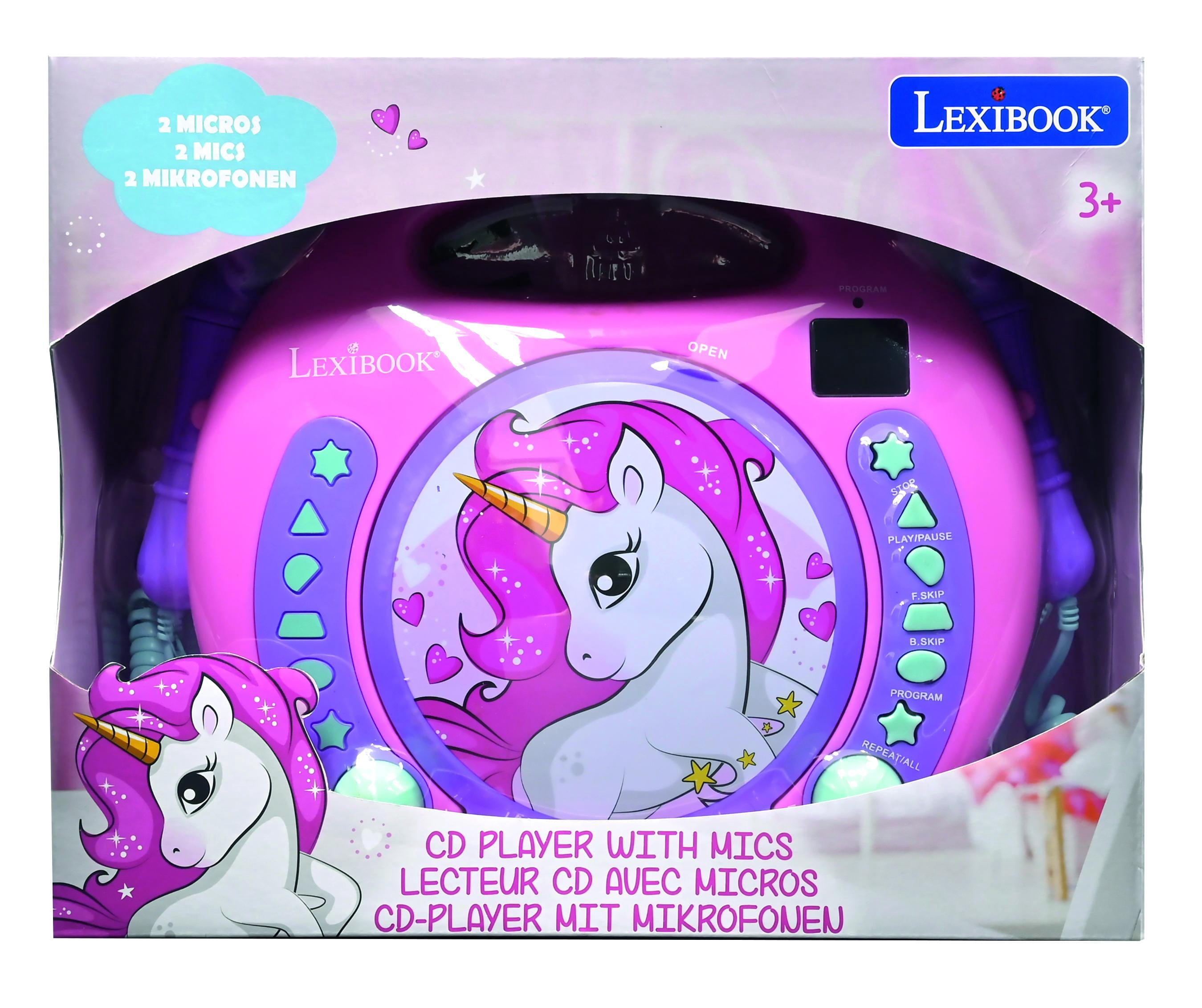 Lexibook Unicorn, CD player, Programming function, headphones jack, for kids, Blue/Pink