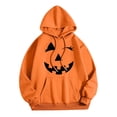 thumbnail image 4 of Women's Hoodie Pumpkin Graphic Print Oversized Long Sleeve Sweatshirts Pullover Top Casual Hooded Drawstring Halloween Streetwear, 4 of 5