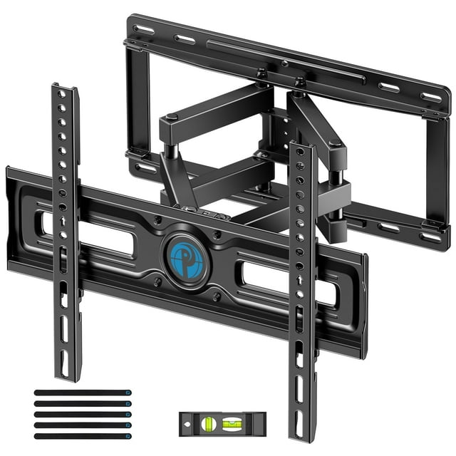 Pipishell Soporte de pared para TV, soporte de pared de movimiento completo con brazos dobles, giratorio, extensión para televisores planos o curvos de 26 a 65 pulgadas de hasta 99 libras, VESA máx. 4