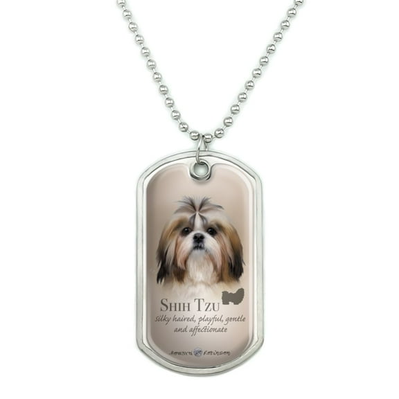 Shih Tzu Dog Breed Military Dog Tag Pendant Necklace with Chain
