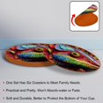 thumbnail image 4 of Chameleon 6Pcs Round Coasters Set, Microfiber Leather Drink Coasters, 11x11 cm/4.3x4.3 in, Cup Mats for Home and Office, 4 of 6