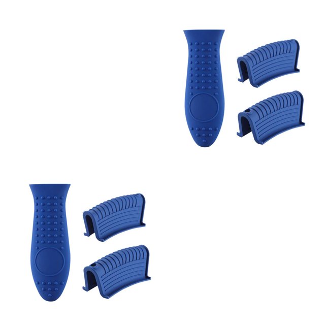 Billuyoard 3 piezas de cubiertas de silicona para mango de olla, pieza de utensilios de cocina, accesorio protector, cubierta de calor Azul 2piezas