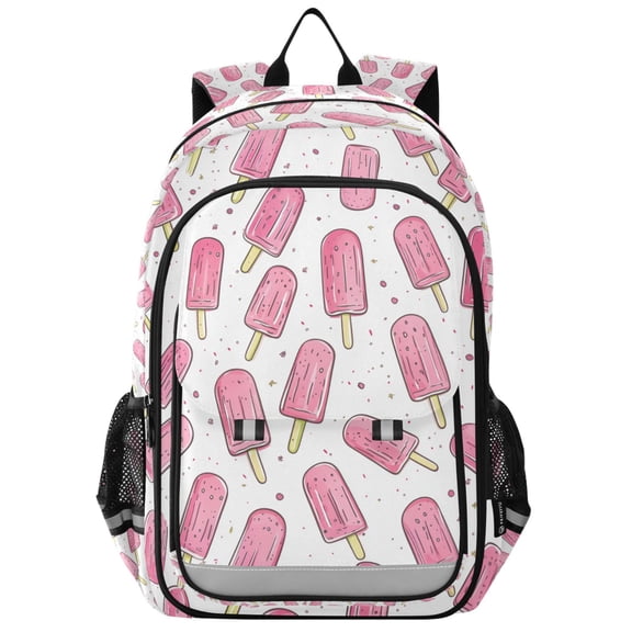 FORMRS Unisex School Backpack 17" Student Travel Bag with Laptop Compartment, Pink Popsicle Pattern