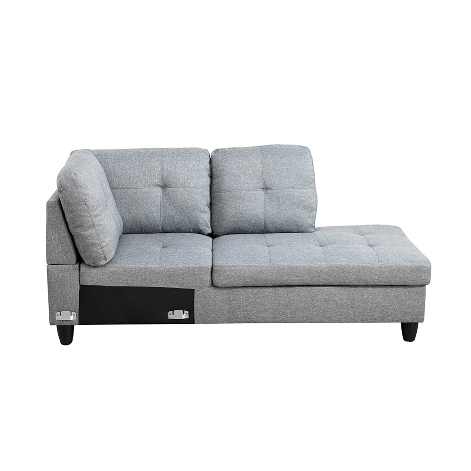Hommoo Modern Linen 2-Piece Couch Living Room Sofa Set Sectional Couches and Sofas, L-Shaped Sectional Couch Sofa, Grey(No Ottoman)