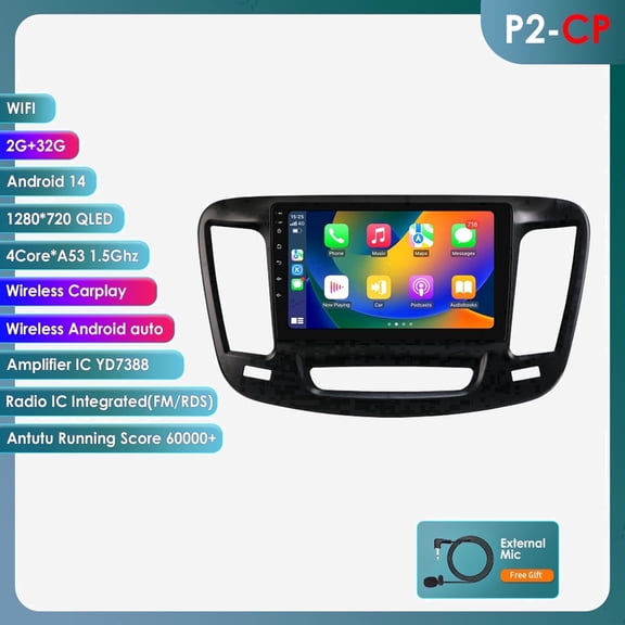 Ossuret Car Stereo Radio For Chrysler 200 200C 200S 2015 2016 2017 2018 2019 Android Auto Apple CarPlay Bluetooth 2 32GB WiFi AUX Head Unit Multimedia GPS Navigation Player In Dash