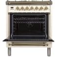 thumbnail image 3 of ILVE Nostalgie 30" NG Metal Single Oven Dual Fuel Range in Antique White/Brass, 3 of 3