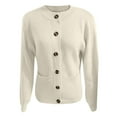 thumbnail image 3 of Women Crewneck Button Down Cardigan Sweater Open Front Long Sleeve Knit Lady Jackets Coat Dressy Casual Cardigans for Women plus Size Baggy Cardigan Women Cardigan Short Open Cardigan Wrap Button, 3 of 3