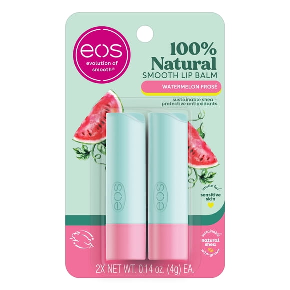 Eos 100% Natural Lip Balm Watermelon Fros? All-Day Moisture Lip Care Products 0.14 Oz 2-Pack