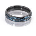 thumbnail image 4 of 5mm Half-Round Black Zirconium Ring with the Infinity Symbol Anodized in Blue, 4 of 4