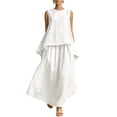 thumbnail image 3 of Sentmoon Ensembles Deux Pièces pour Femmes Jupes Maxi d'Été pour Femmes Taille Haute Jupe-Short Athlétique Décontractée Sans Manches Col Ras du Cou Coupe Régulière Jupes pour Femmes pour Détente et Sommeil P-2TG, 3 of 6