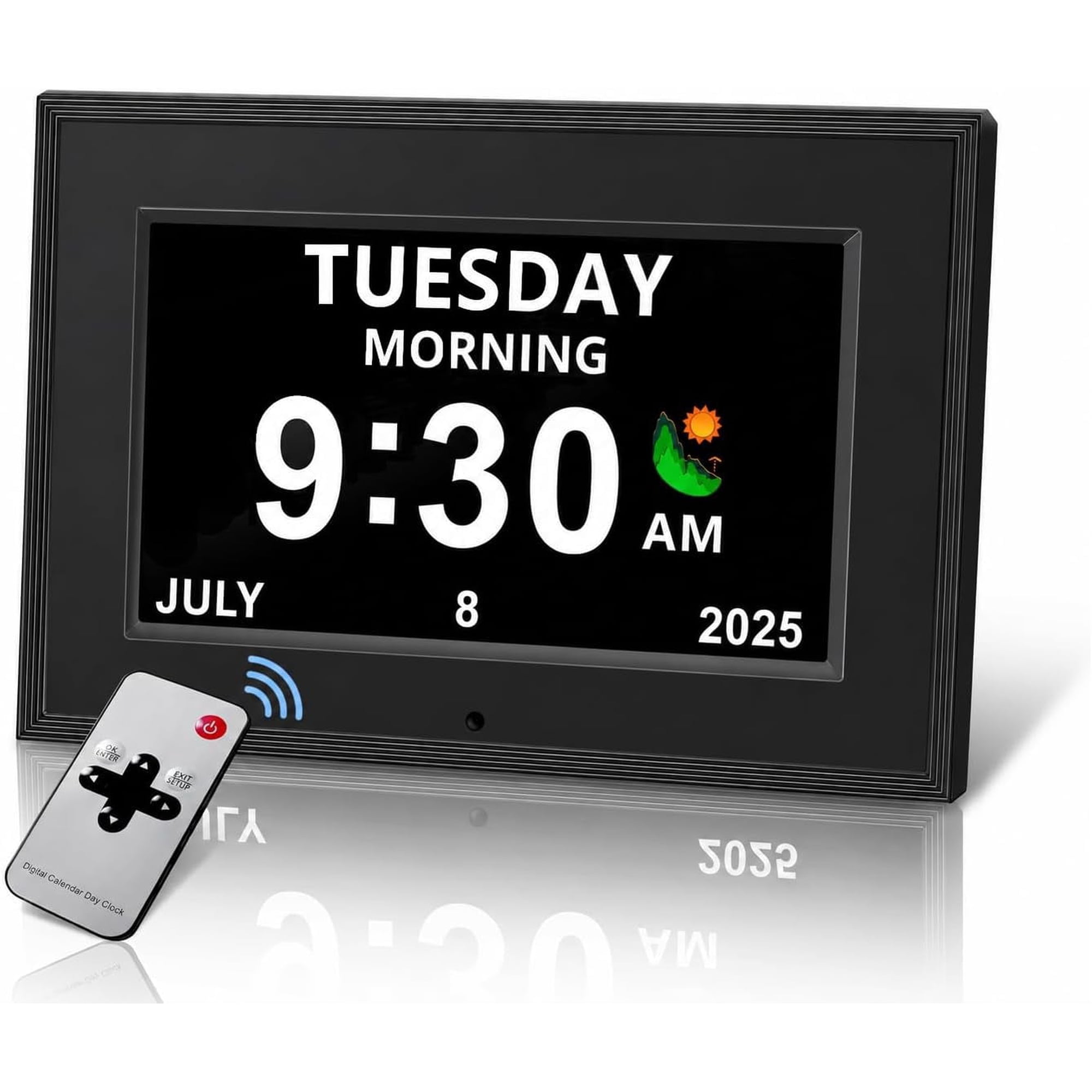 Digital Clock to Remind Time for Forgetful Seniors, with Digital Frame, Auto Dimming, 12 Sets of
